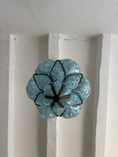 Mid-Century Seguso Murano Blue Aqua Blown Bubble Lantern Chandelier Rare