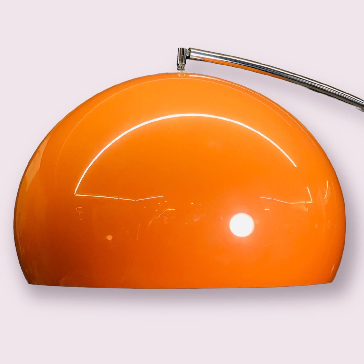 Mid-Century Modern Huge Mid-Century, Space Age Floor Lamp with an Orange Hood