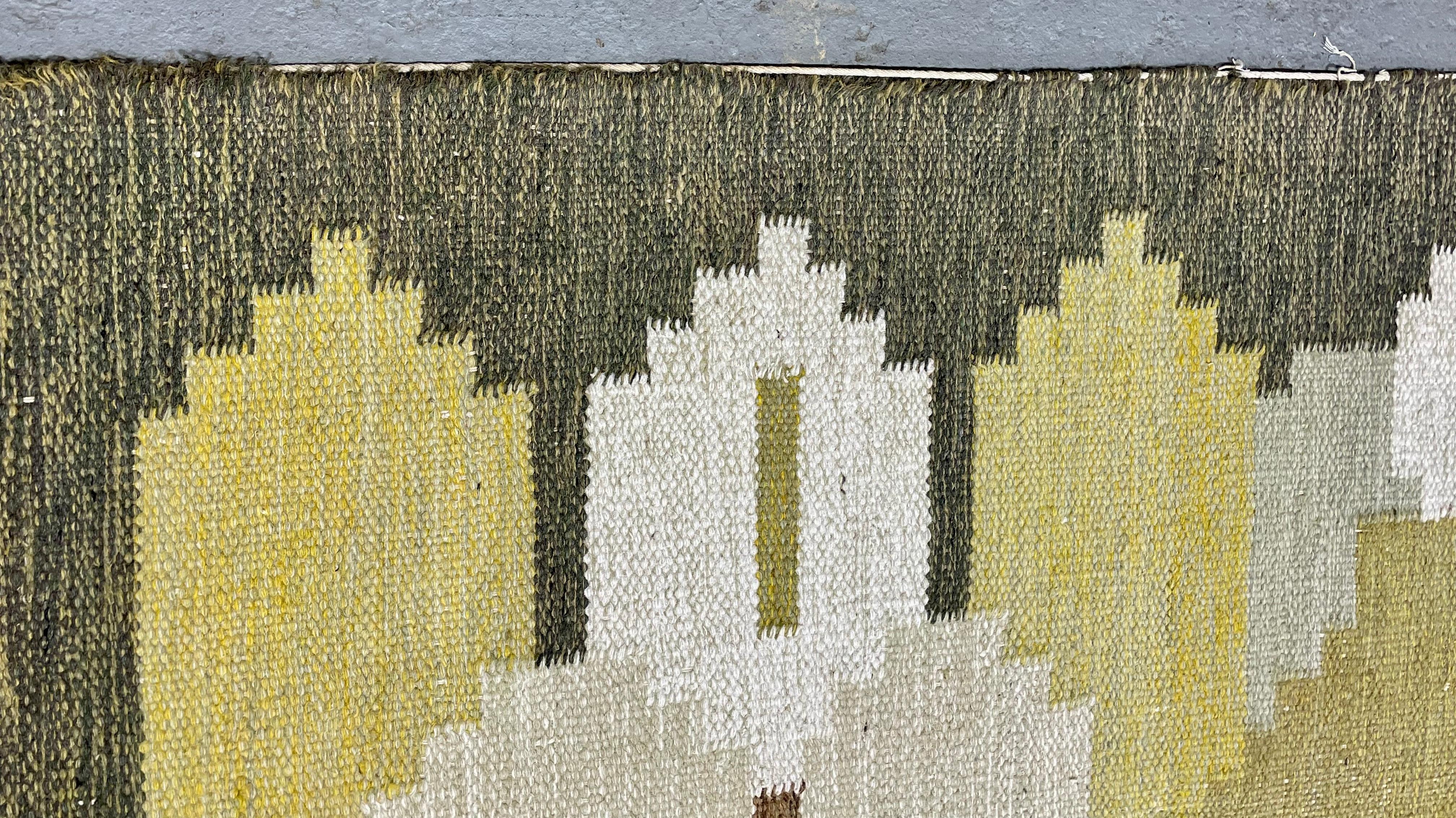 Énorme TAPIS suédois du milieu du siècle - Rug & Kilim en laine géométrique d'époque Bon état - En vente à Weehawken, NJ