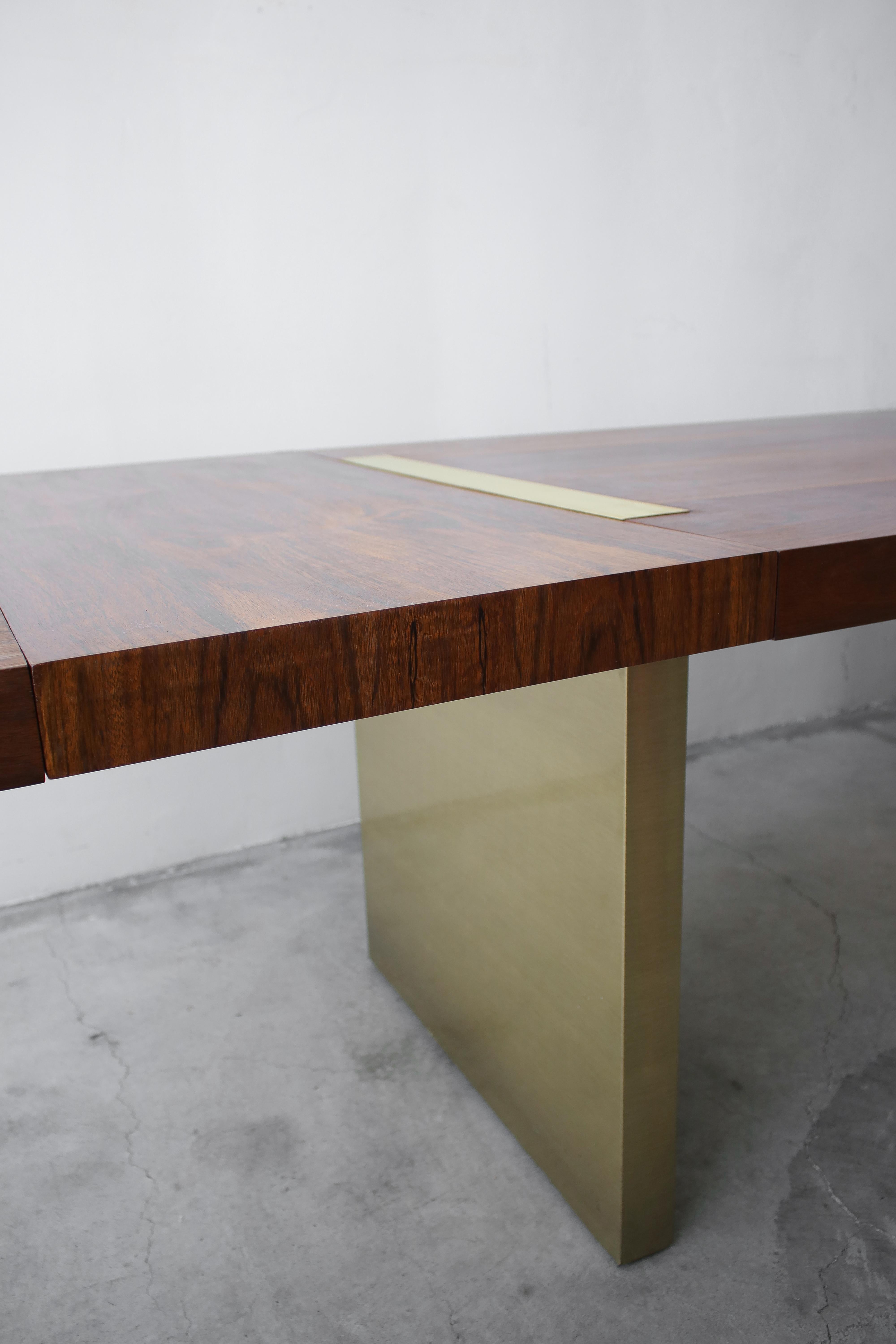 Huge Midcentury Walnut and Brushed Brass Extension Dining Table 3