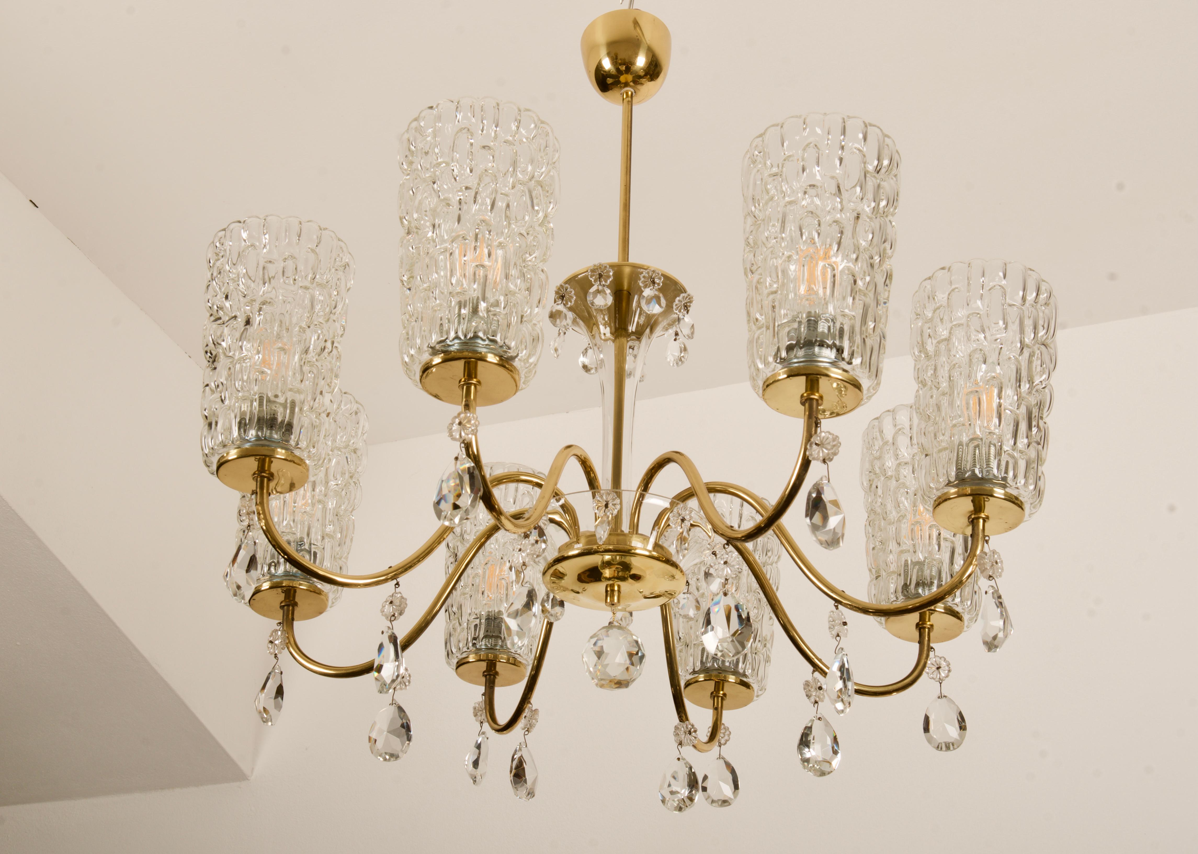 Huge Midcentury Brass Chandelier by Rupert Nikoll In Good Condition For Sale In Vienna, AT