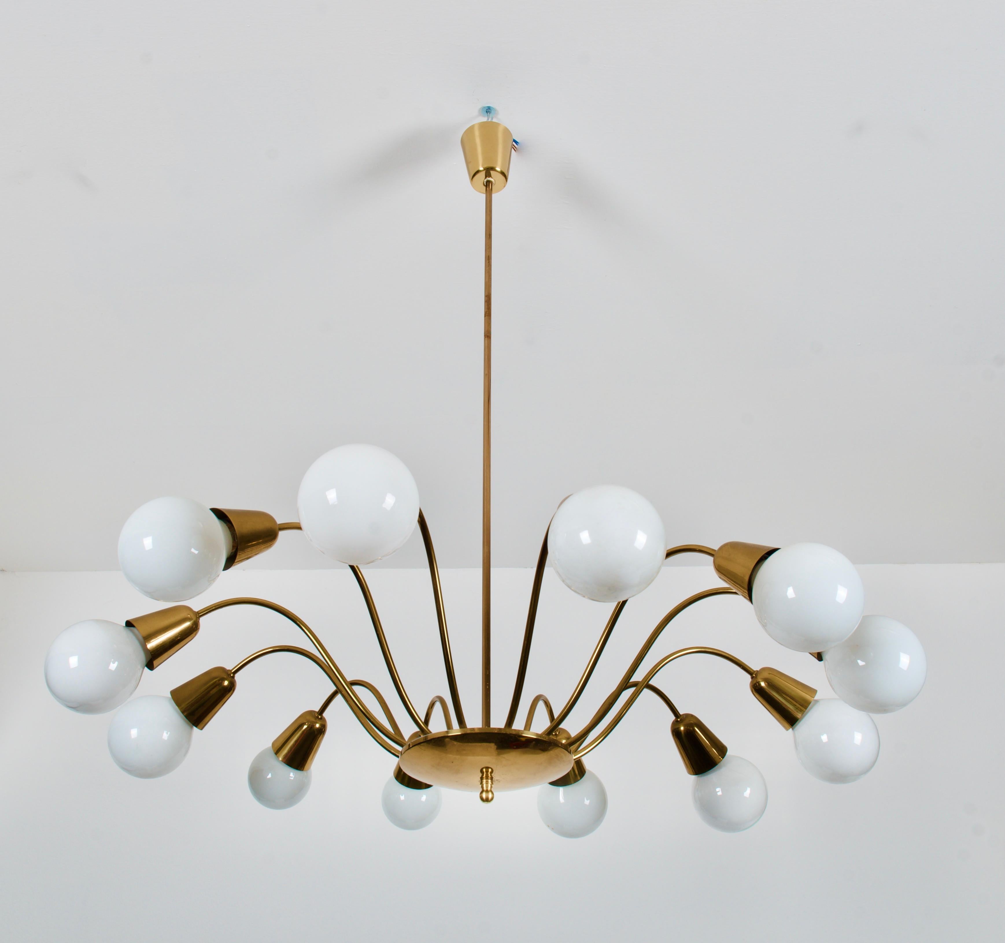 Huge Midcentury Brass Chandelier by Rupert Nikoll 3