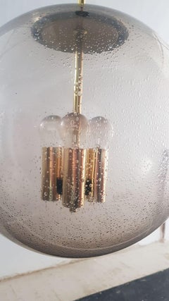 Huge Midcentury Glass Globe Pendant Lamp by Peil & Putzler