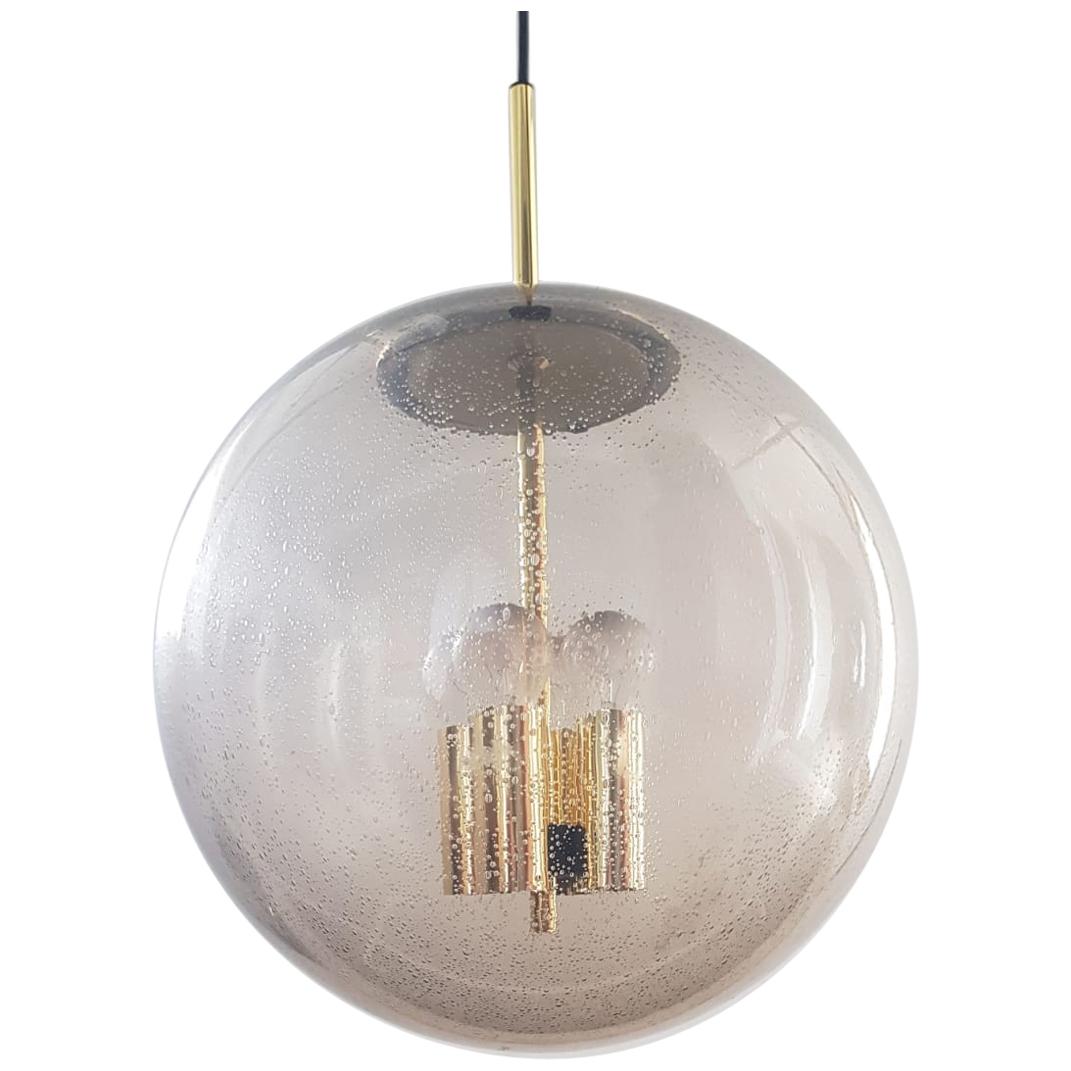 Huge Midcentury Glass Globe Pendant Lamp by Peil & Putzler For Sale
