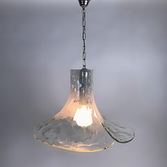 Huge Midcentury J.T. Kalmar Murano Ice Glass Petals Pendant Lamp, 1970s, Austria