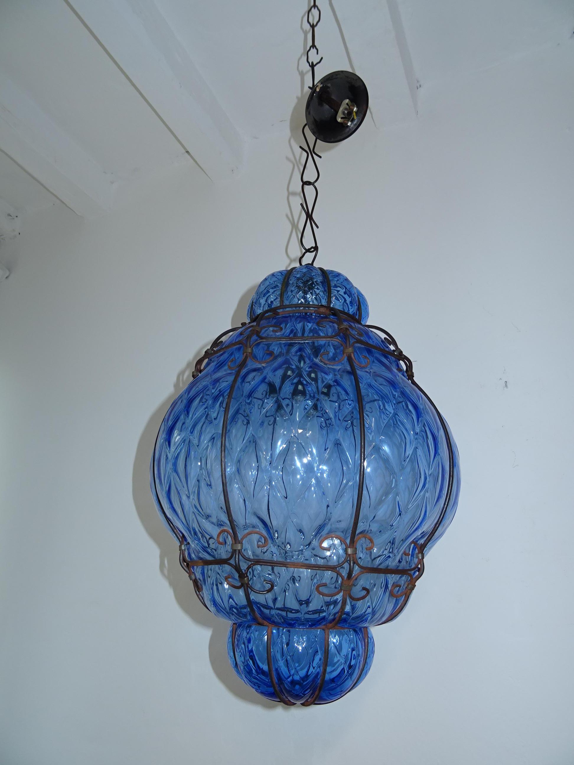 blue lantern light fixture