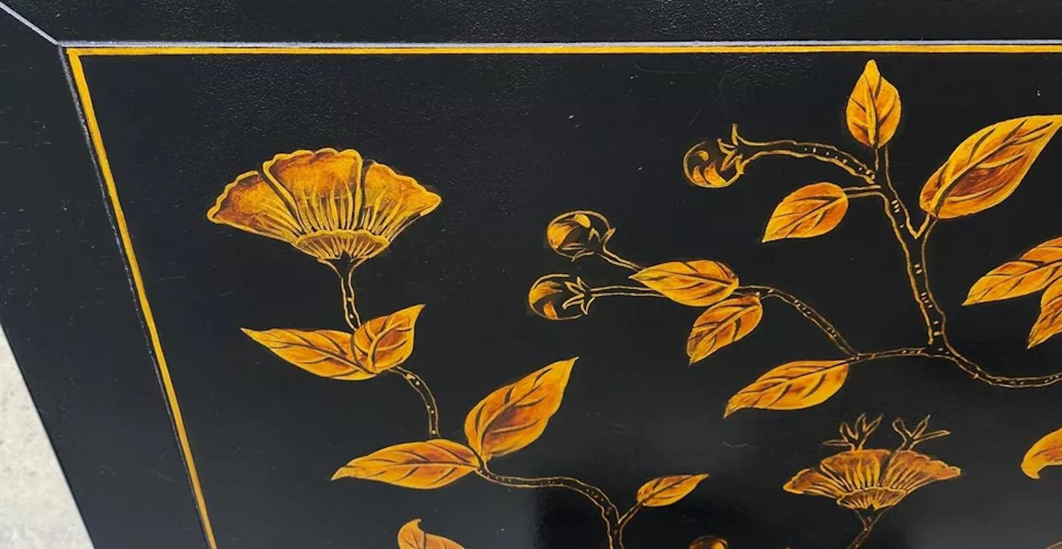 Huge Ming Chinoiserie Coffee Table Lacquered Hand Painted 63