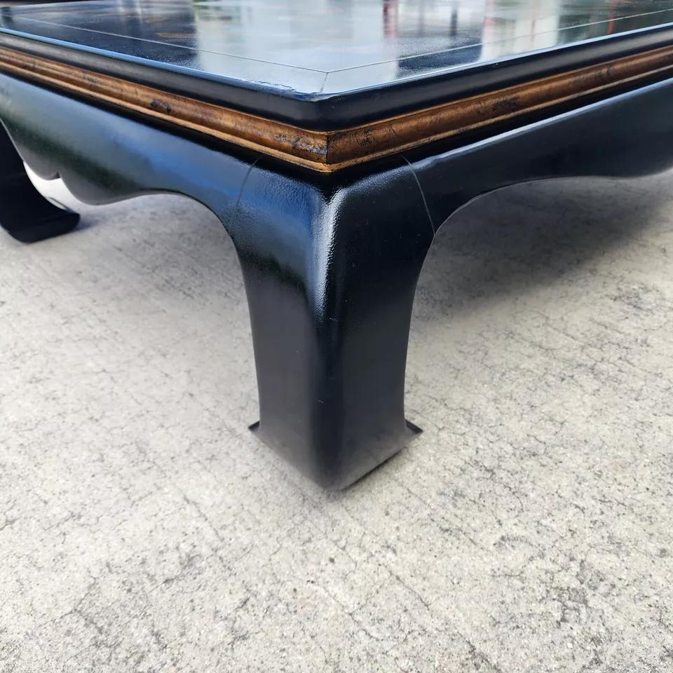 20th Century Huge Ming Chinoiserie Coffee Table Lacquered Hand Painted 63