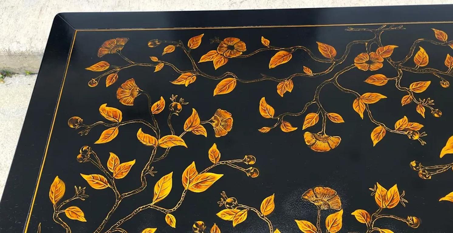 Huge Ming Chinoiserie Coffee Table Lacquered Hand Painted 63