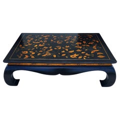 Huge Ming Chinoiserie Coffee Table Lacquered Hand Painted 63"