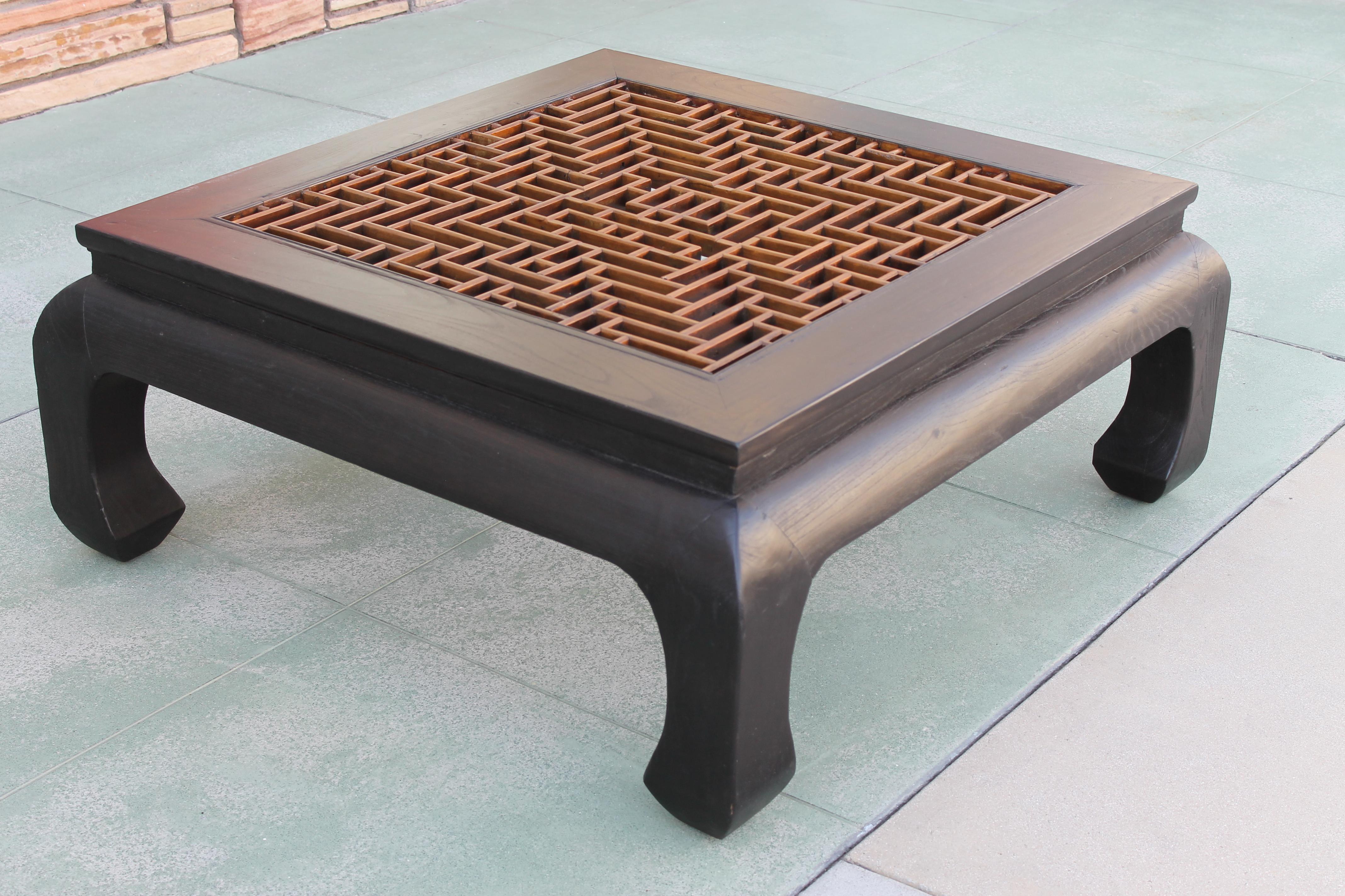 Mid-Century Modern Huge Ming Style Coffee Table with Fretwork For Sale