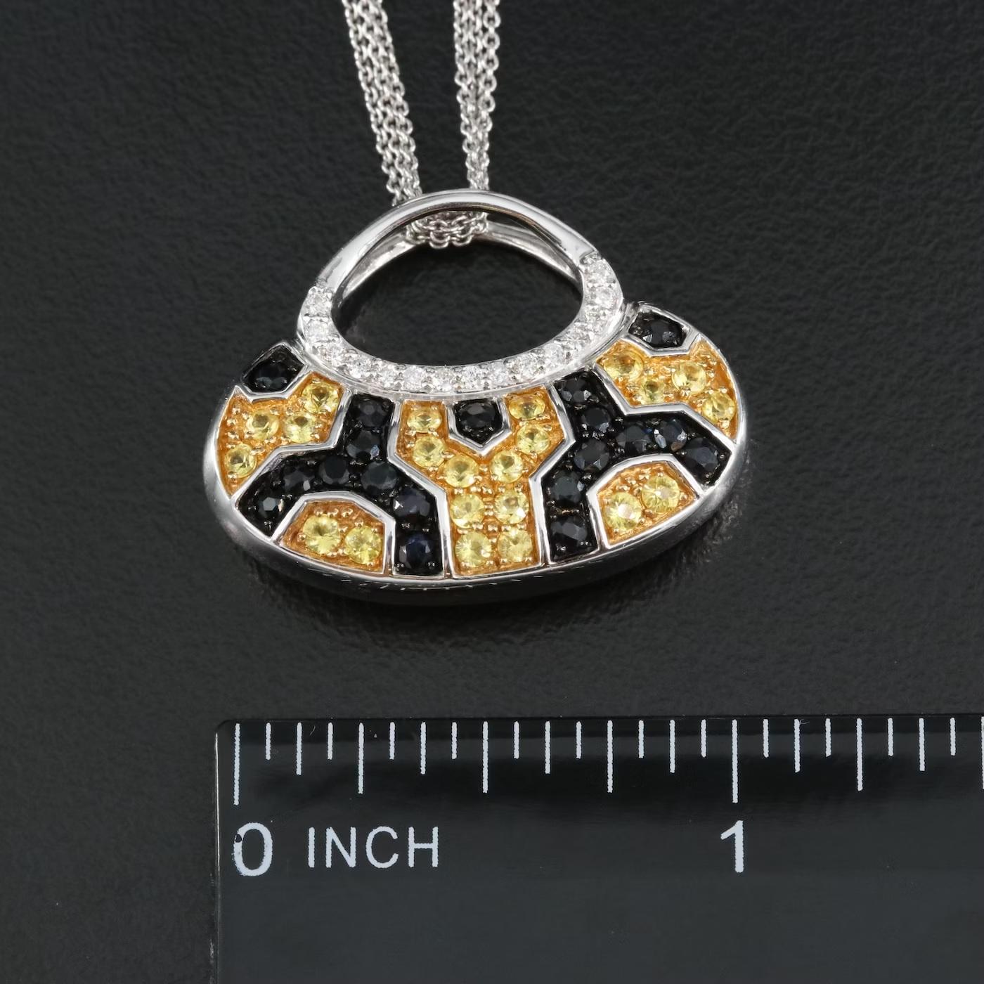 Round Cut Huge Mirabelle 18k Sapphire & Diamond Purse Pendant on 18k Tycoon 3 Strand Chain For Sale