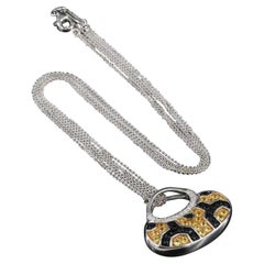 Huge Mirabelle 18k Sapphire & Diamond Purse Pendant on 18k Tycoon 3 Strand Chain