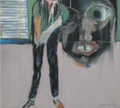 Enorme cuadro al óleo expresionista de arte moderno de Michael Hafftka, Meltzer Meltzer