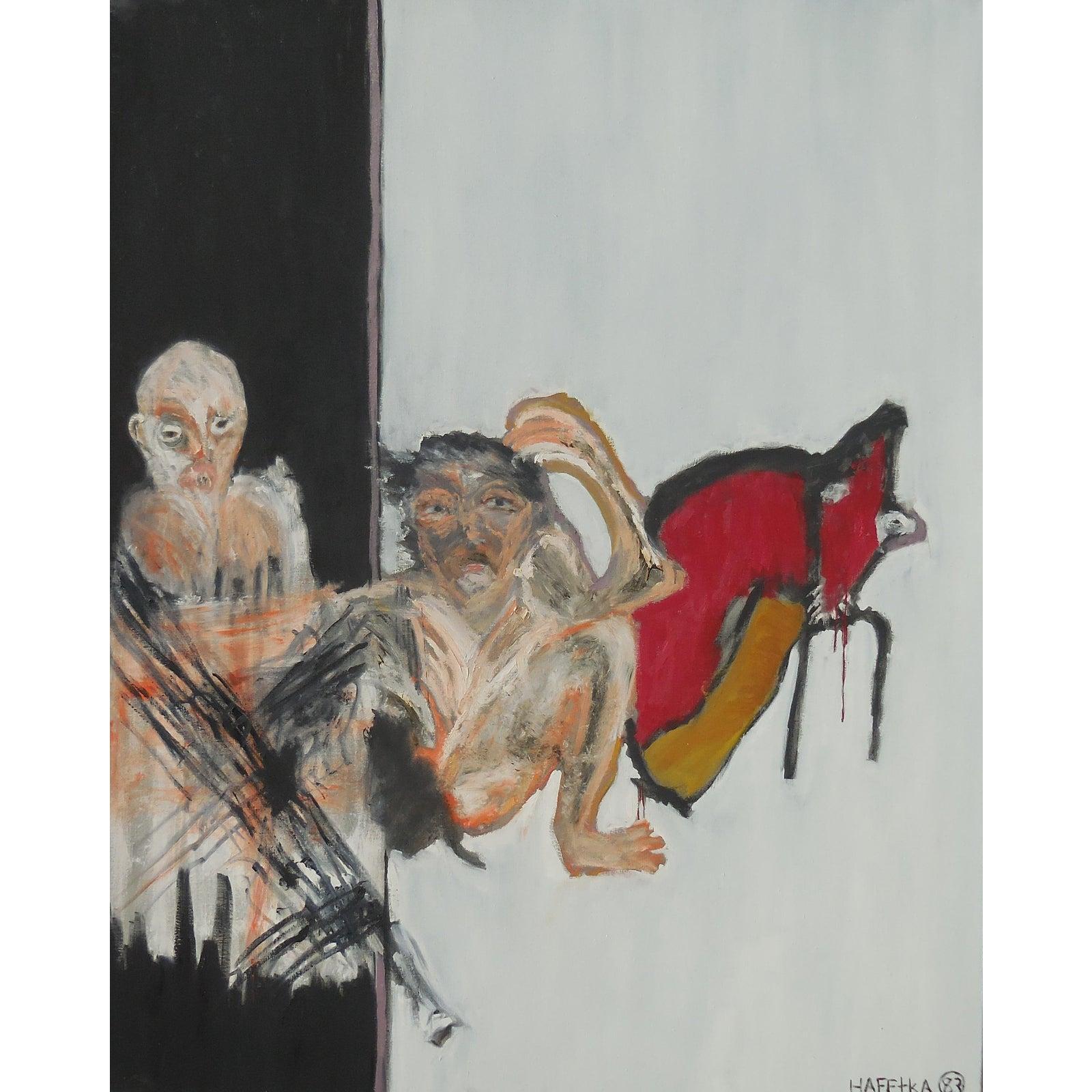 Expressionniste Grande peinture à l'huile expressionniste de Michael Hafftka, Oketsu en vente