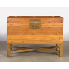 Huge Modern Chinese Blanket Chest Trunk on Stand