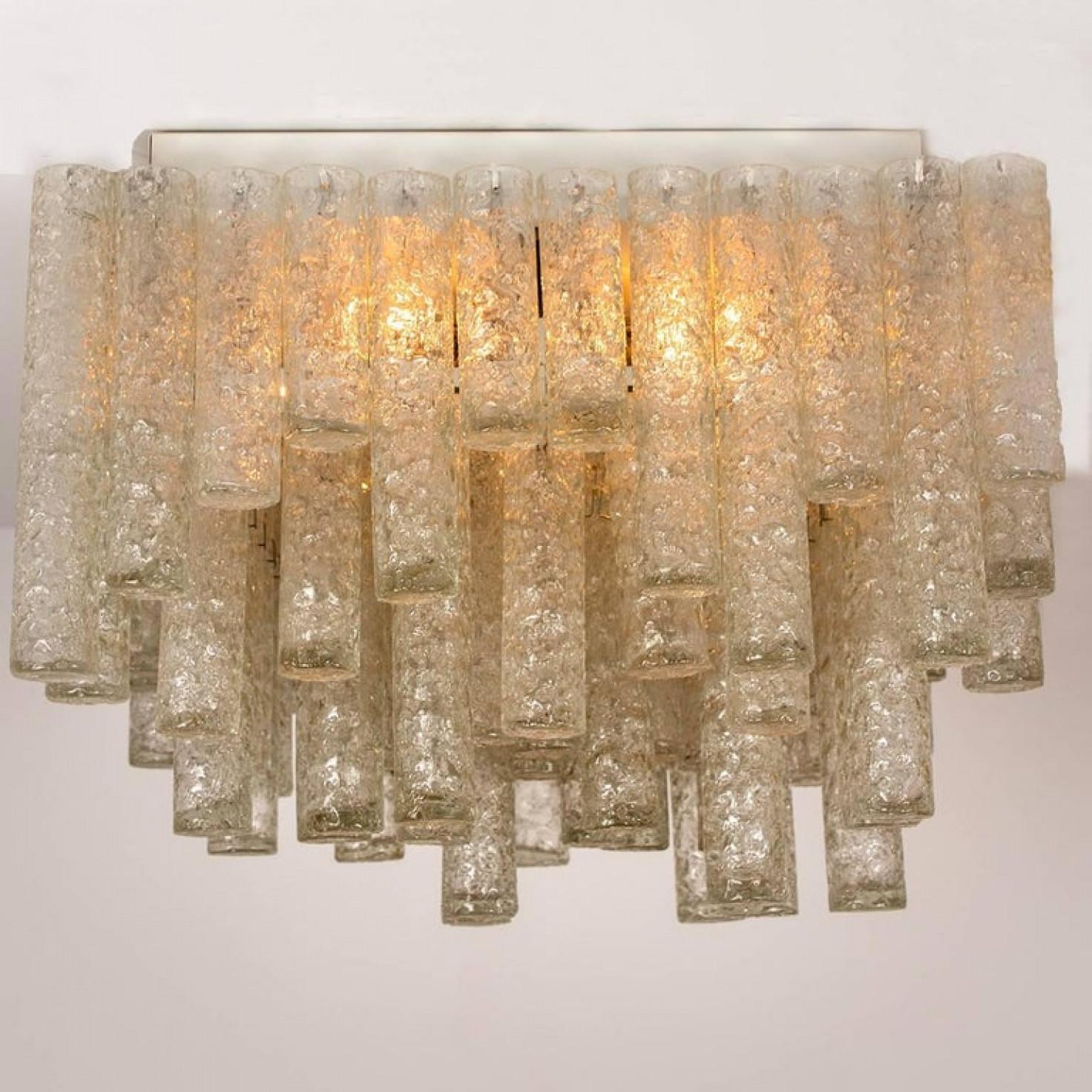 Huge Modern Clean Square Blown Flush Mount Light Fixture from Doria, 1960s For Sale 2