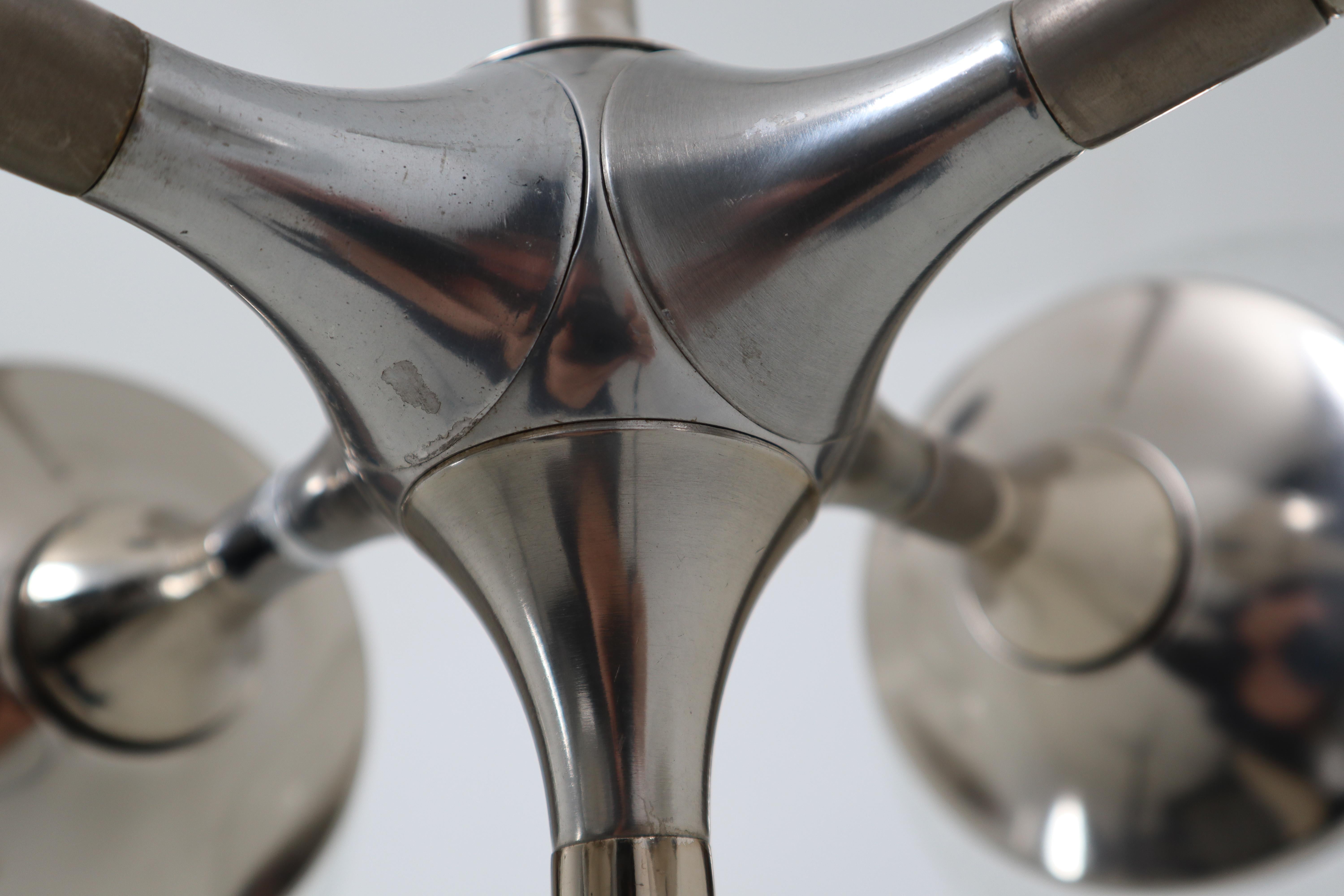 Huge Modern Geometric Chandeliers in Nickel-Plated Steel and Handblown Glass 1