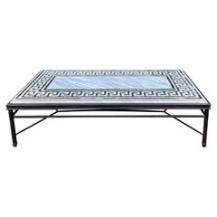 Huge Modern Greek Key Pierre Dura Inlaid & Iron Coffee Table