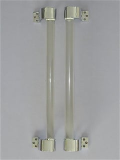 Huge Modernist Adnet & Baccarat Door Handles Chrome Glass French Art Deco, 1930s