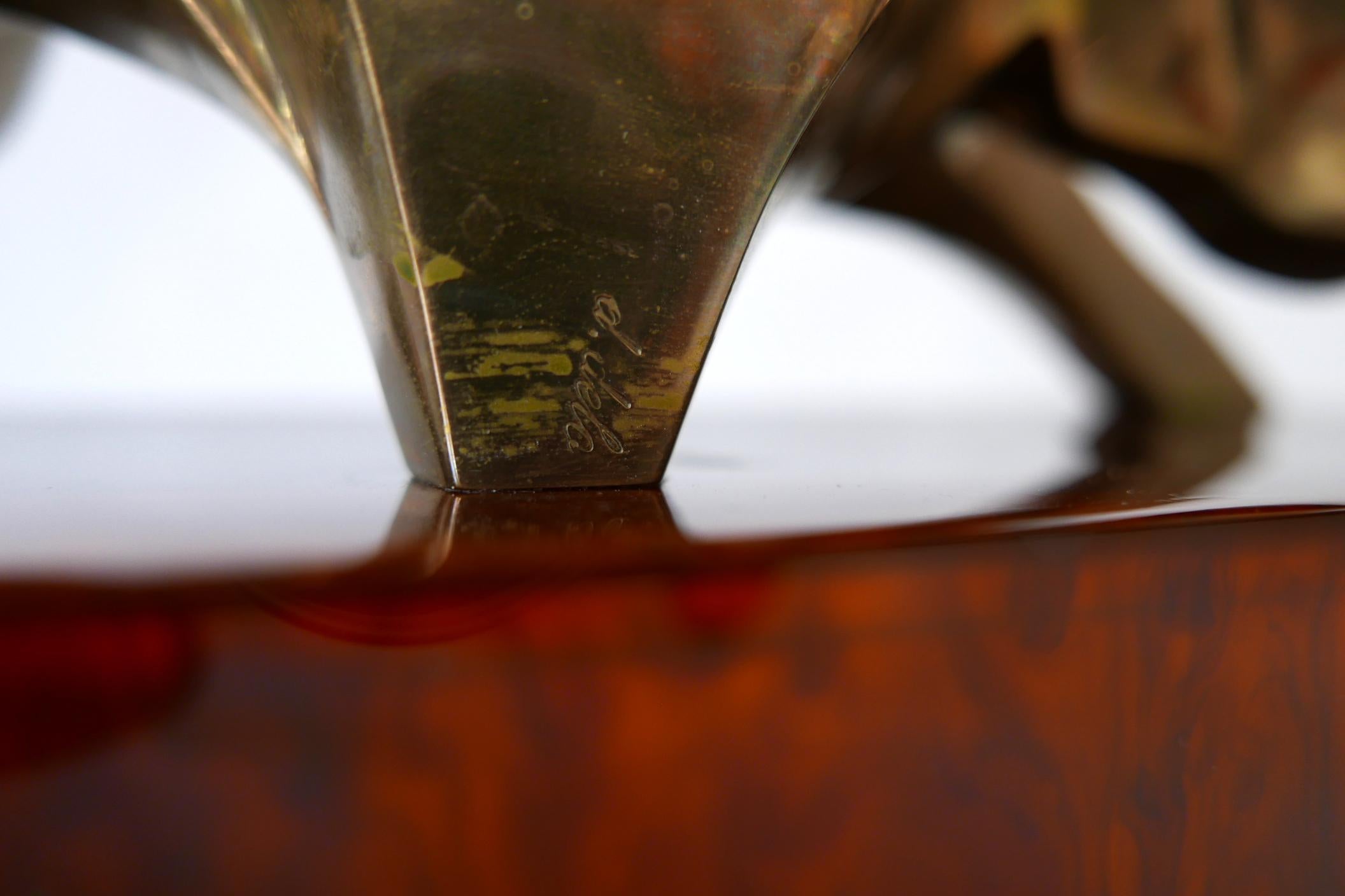 Huge Modernist Brass Light Object or Table Lamp Bull by D. Delo for Pragos Italy For Sale 10