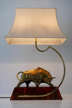 Huge Modernist Brass Light Object or Table Lamp Bull by D. Delo for Pragos Italy