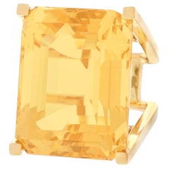 Huge Modernist Citrine Ring 18 Karat