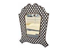Huge Modernist Wrought Iron Lattice Mirror