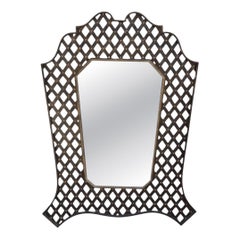 Huge Modernist Wrought Iron Lattice Mirror