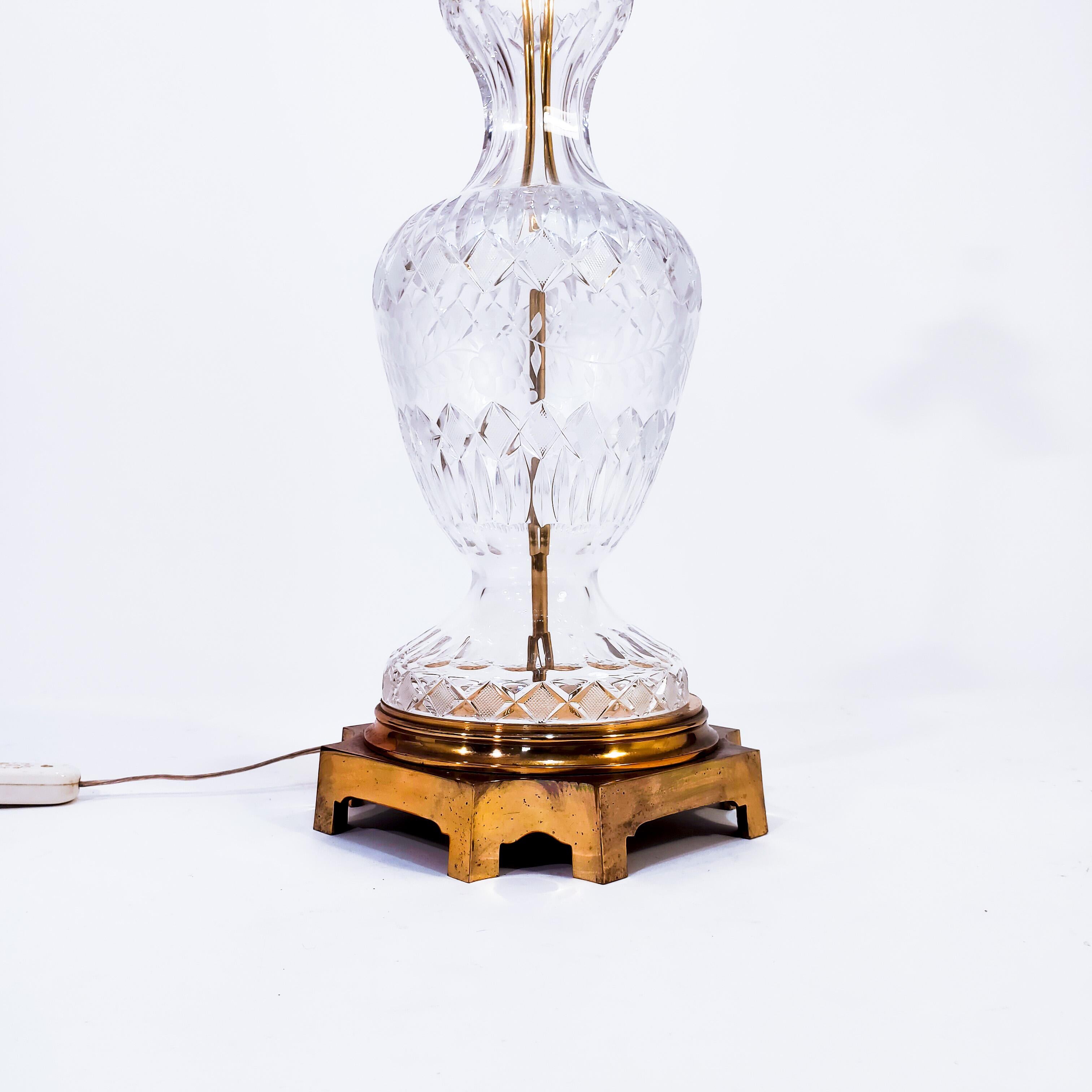 Irish Huge molded and cut glass Empire style table lamp by Waterford, Ireland, 1960s For Sale