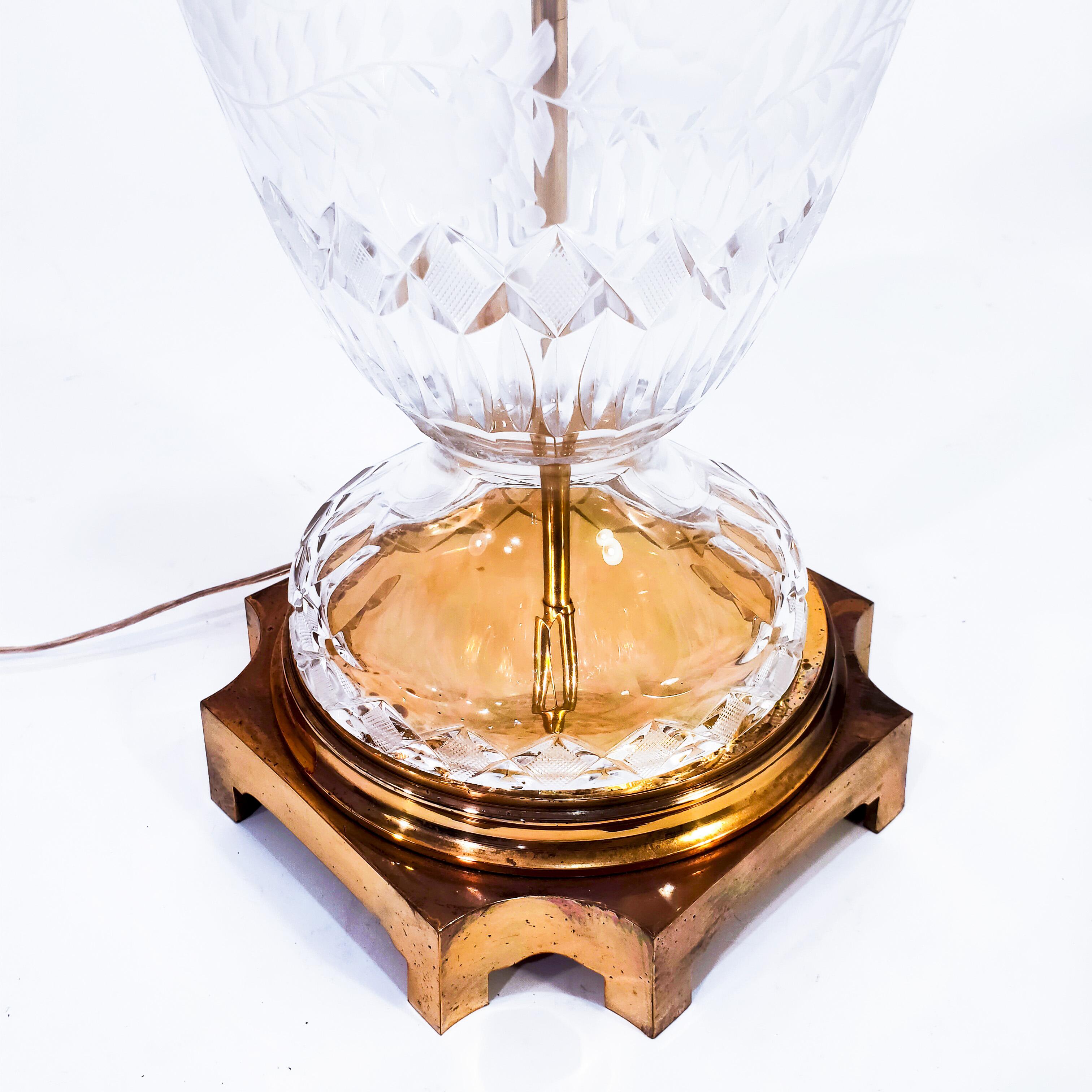 Hand-Crafted Huge molded and cut glass Empire style table lamp by Waterford, Ireland, 1960s For Sale