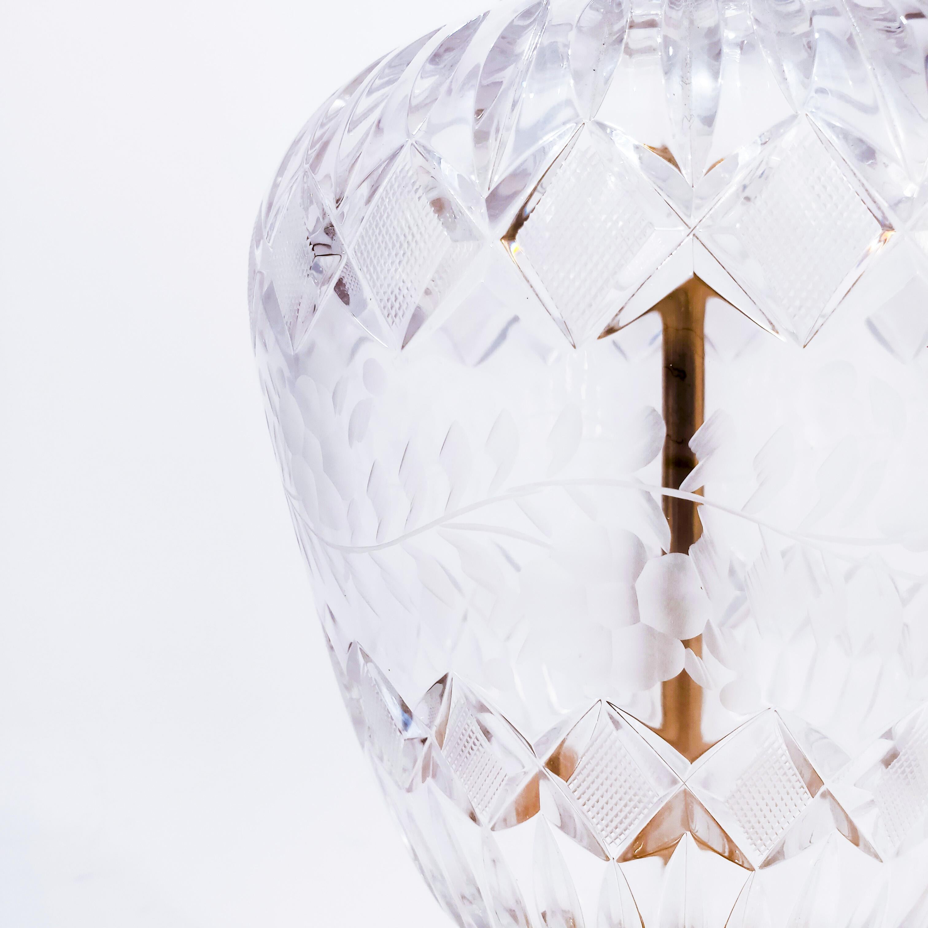 Mid-20th Century Huge molded and cut glass Empire style table lamp by Waterford, Ireland, 1960s For Sale