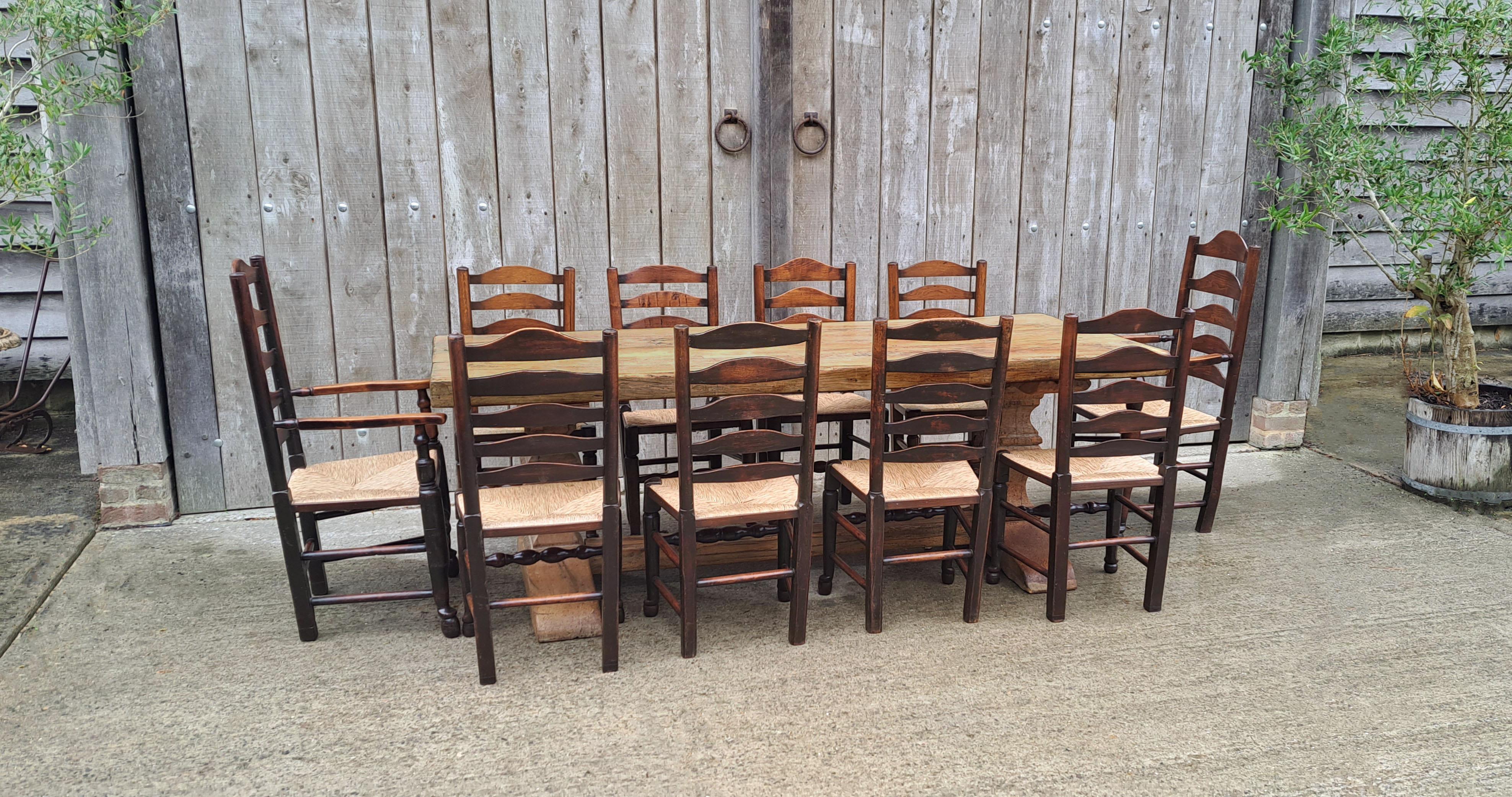Huge ‘Monastery’ Solid Oak Refectory Table Seating 10 For Sale 4