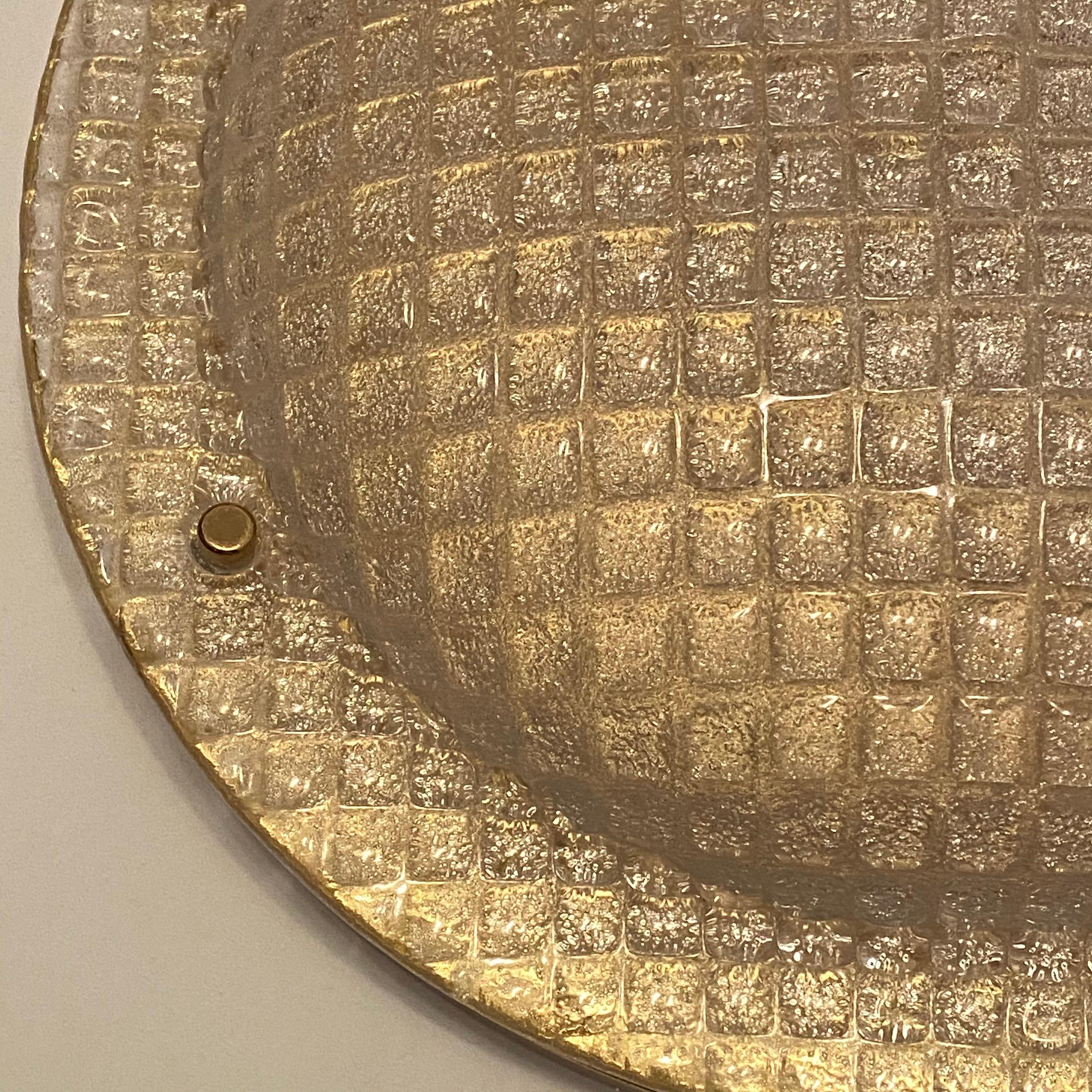 Huge Monumental 1960s Brass and Textured Glass Flush mount, Fischer, Germany In Good Condition For Sale In Nuernberg, DE