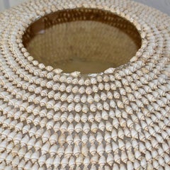 Huge Monumental Low Sea Shell Encrusted Folk Art Vase
