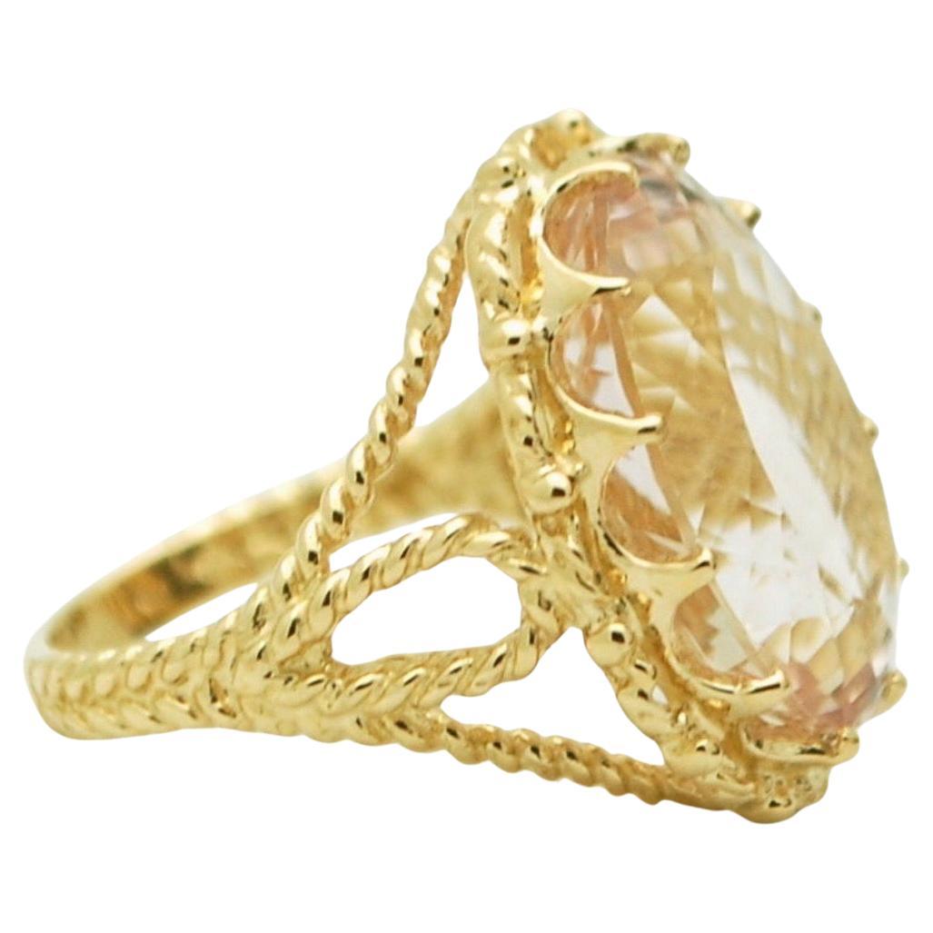 Huge Morganite Cocktail ring Braided style 18KT yellow gold