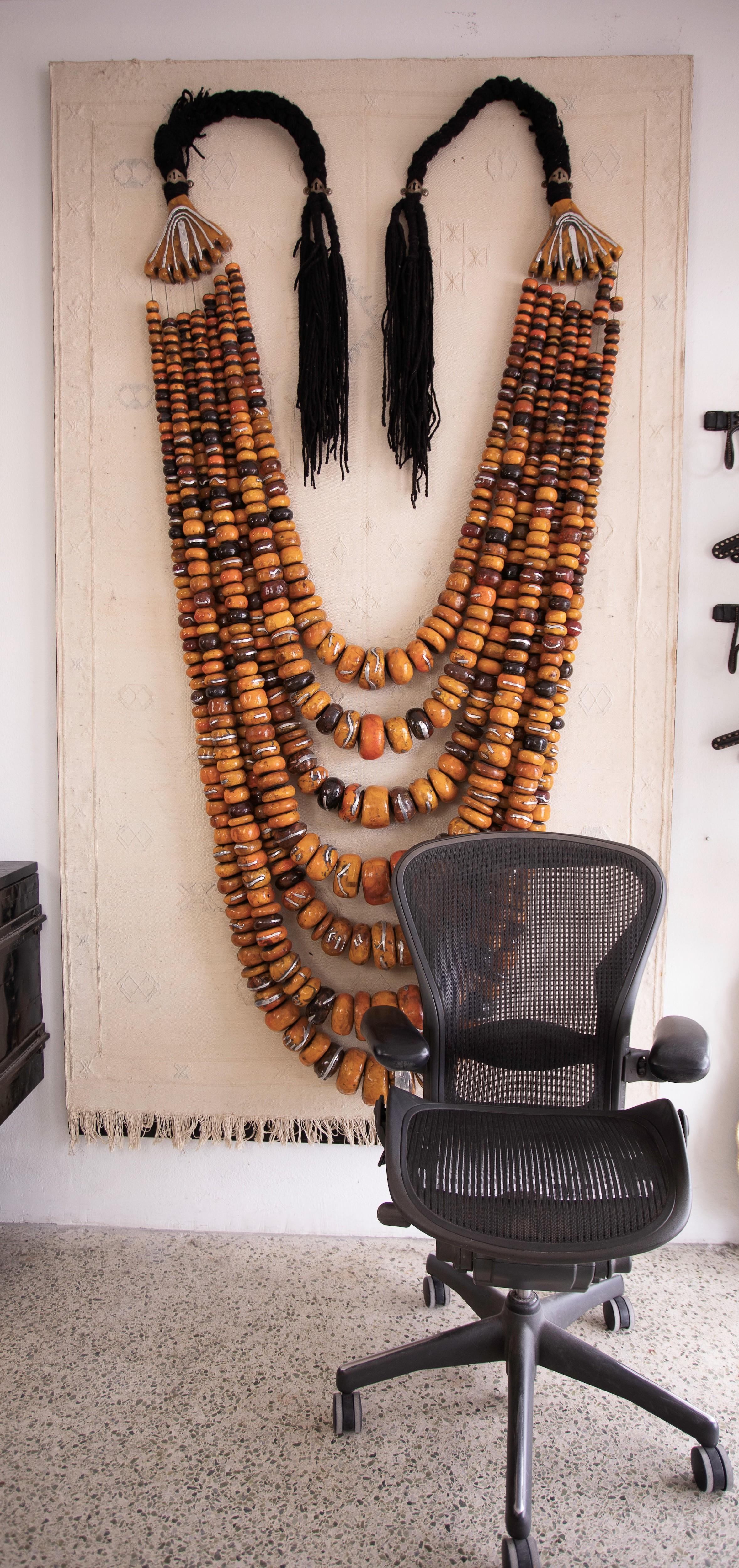 Huge Moroccan Amber Necklace Wall Art In Good Condition In West Palm Beach, FL