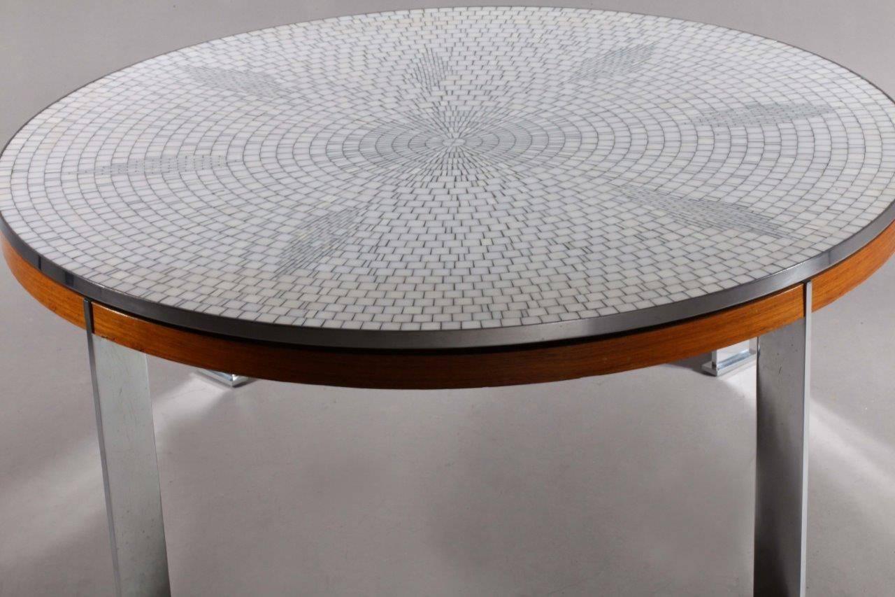 German Huge Mosaic Coffee Table Attributed to Berthold Muller
