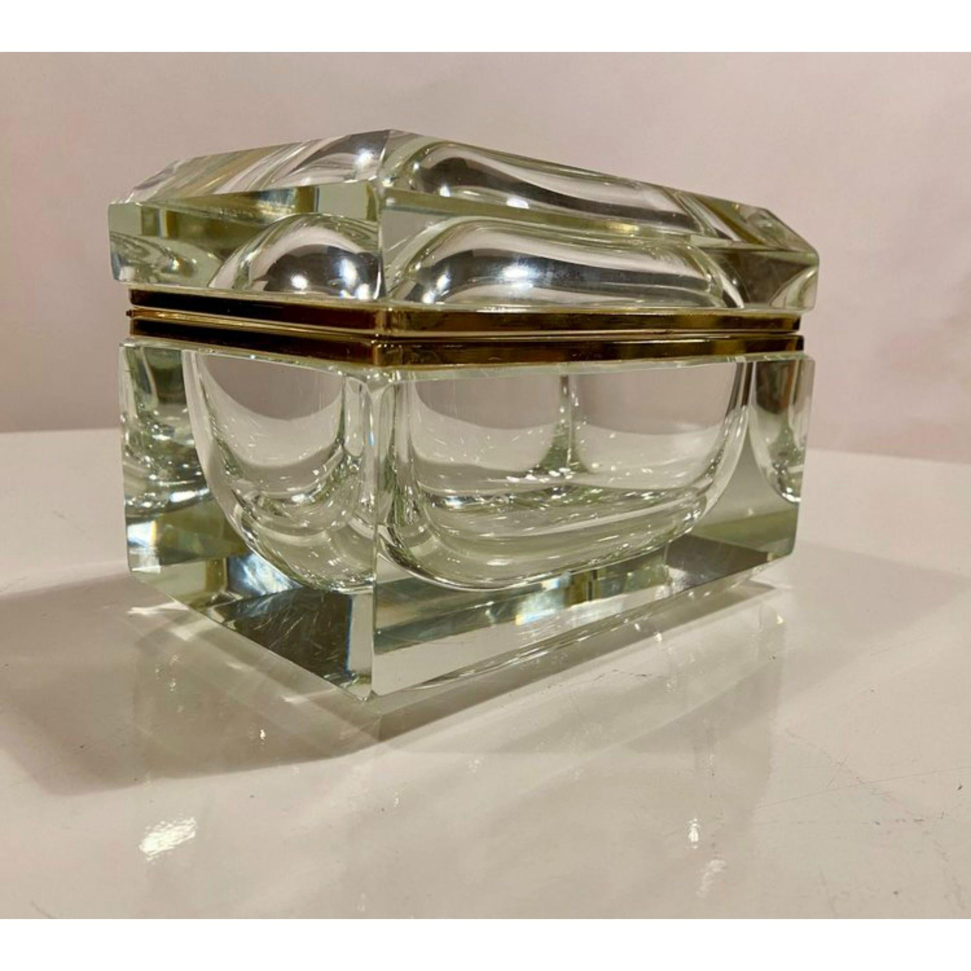 Extra large murano glass lead crystal casket box labelled, 