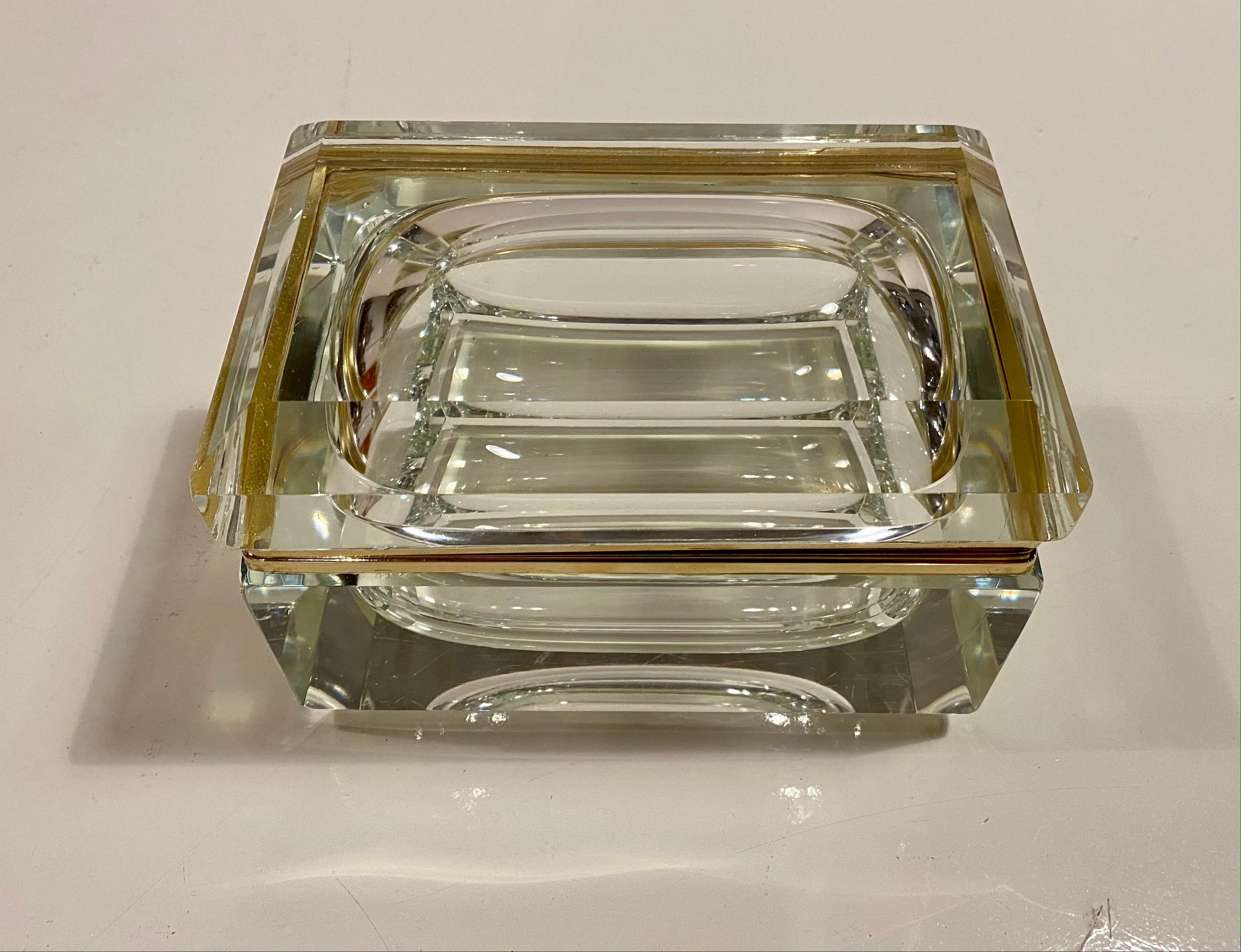 Huge Murano Casket Lead Crystal Glass Box In Good Condition In Chicago, IL
