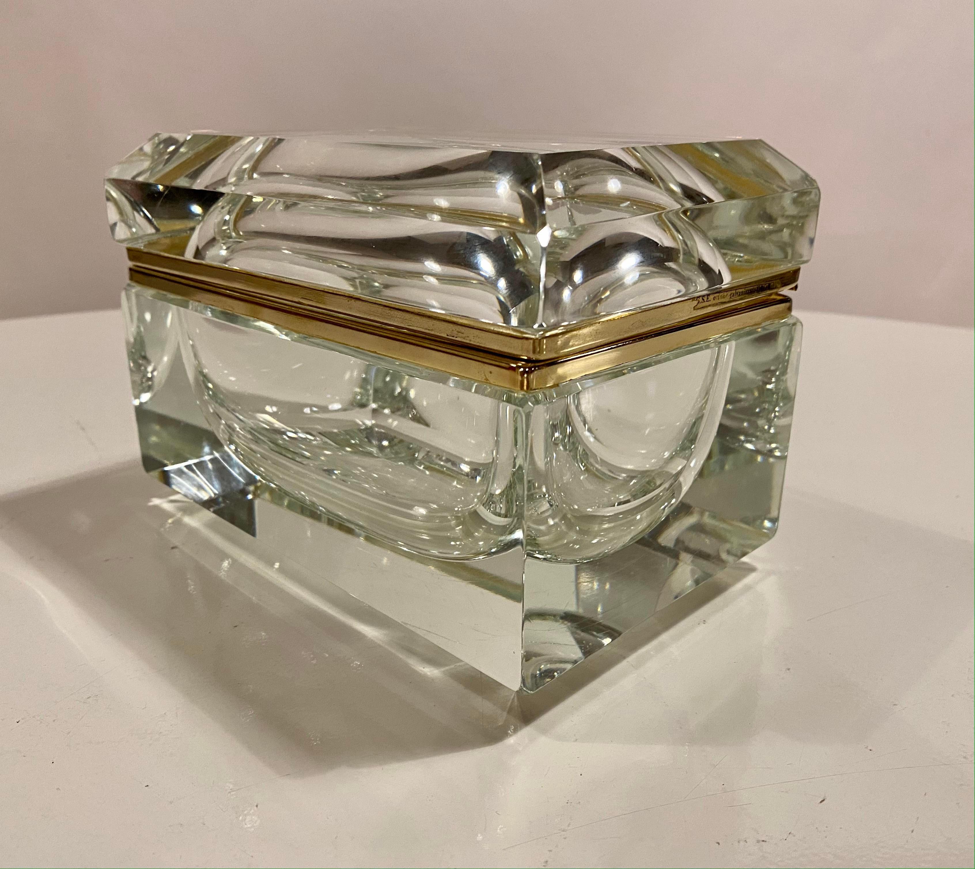 20th Century Huge Murano Casket Lead Crystal Glass Box