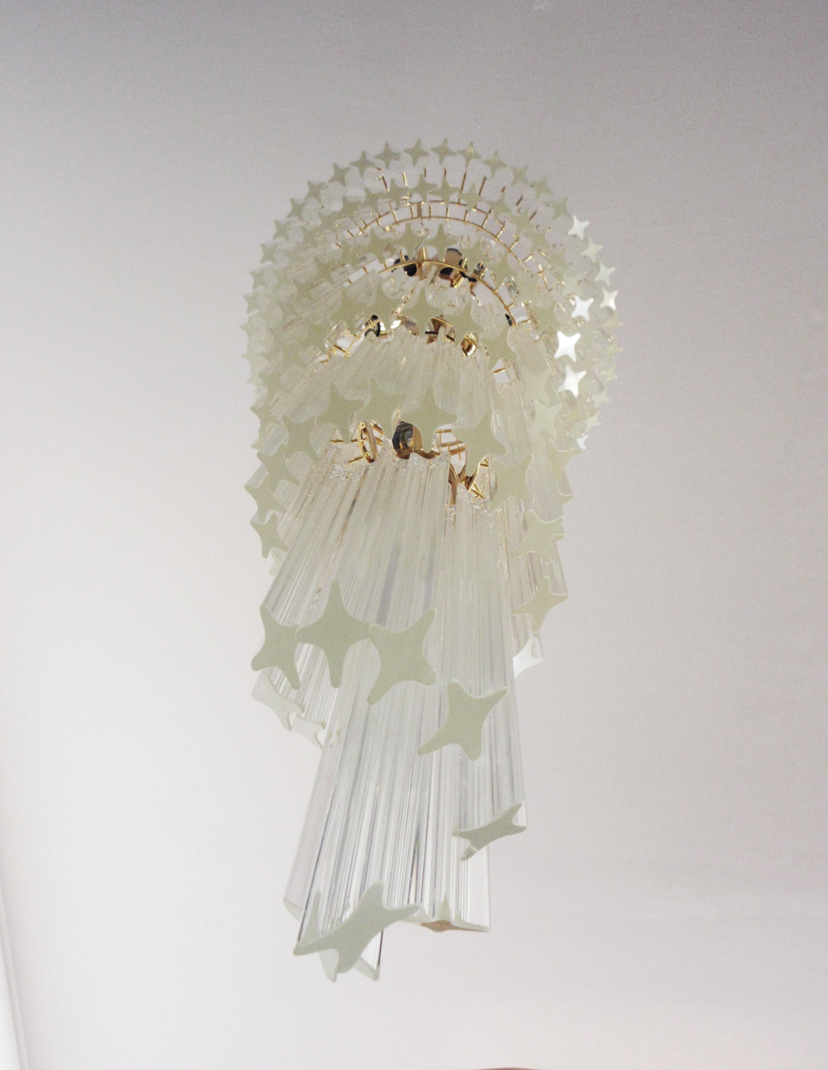 Huge Murano chandelier 166 trasparent quadriedri prism - Elena model For Sale 2