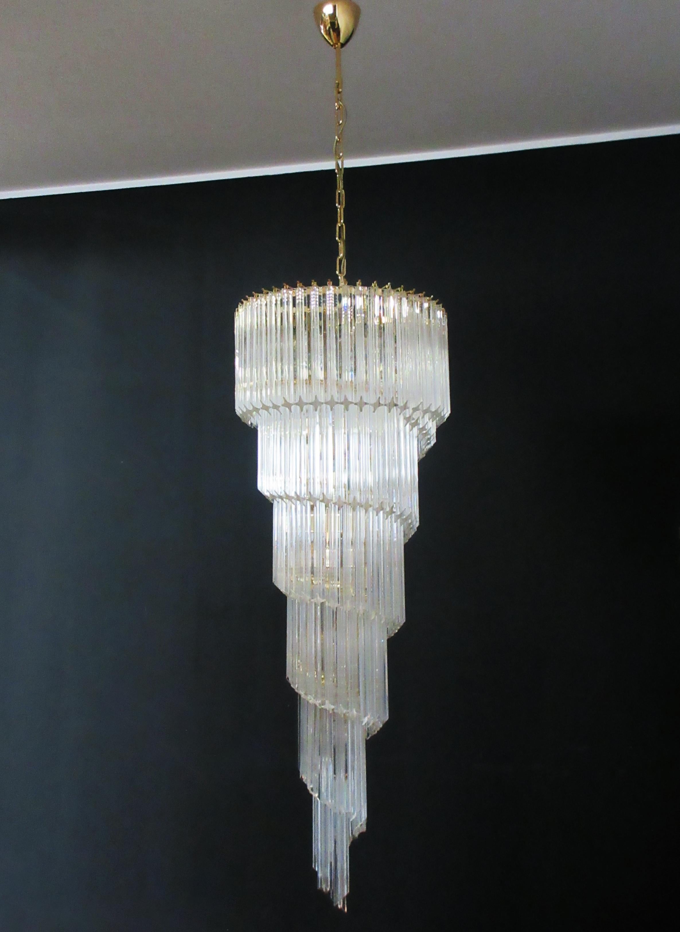 Huge Murano chandelier 166 trasparent quadriedri prism - Elena model For Sale 4
