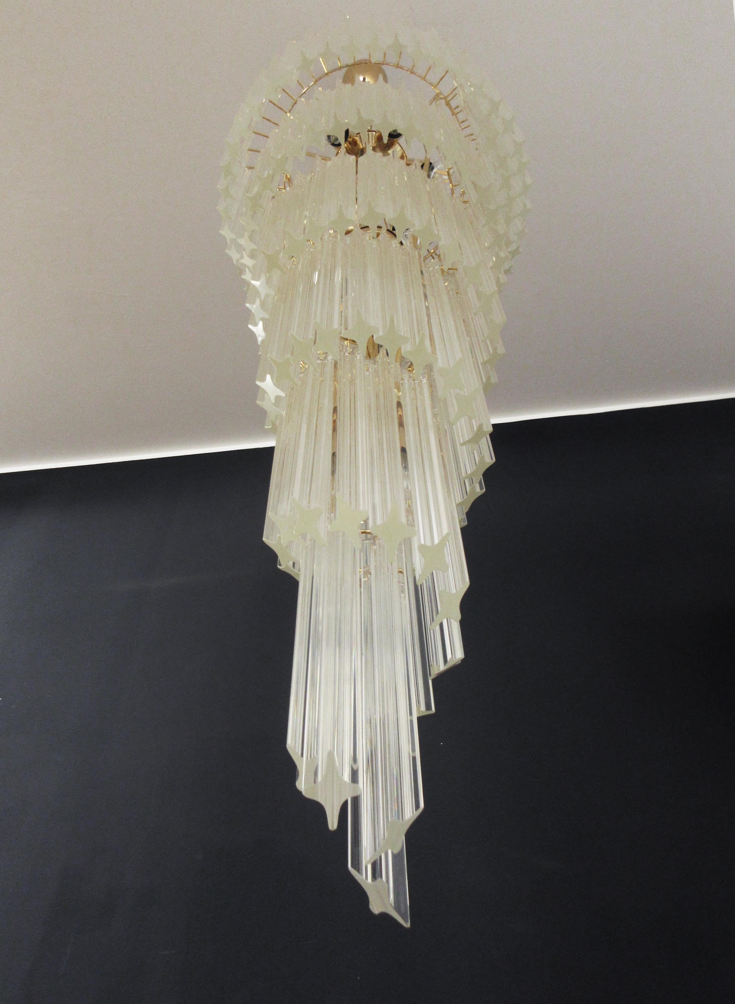 Huge Murano chandelier 166 trasparent quadriedri prism - Elena model For Sale 5