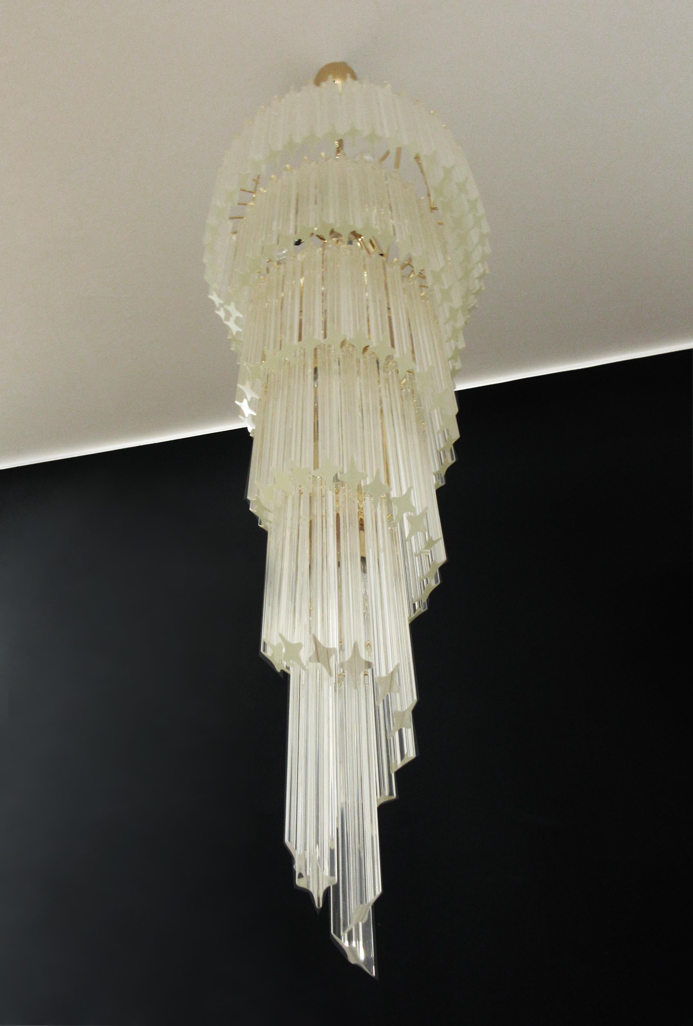 Huge Murano chandelier 166 trasparent quadriedri prism - Elena model For Sale 6