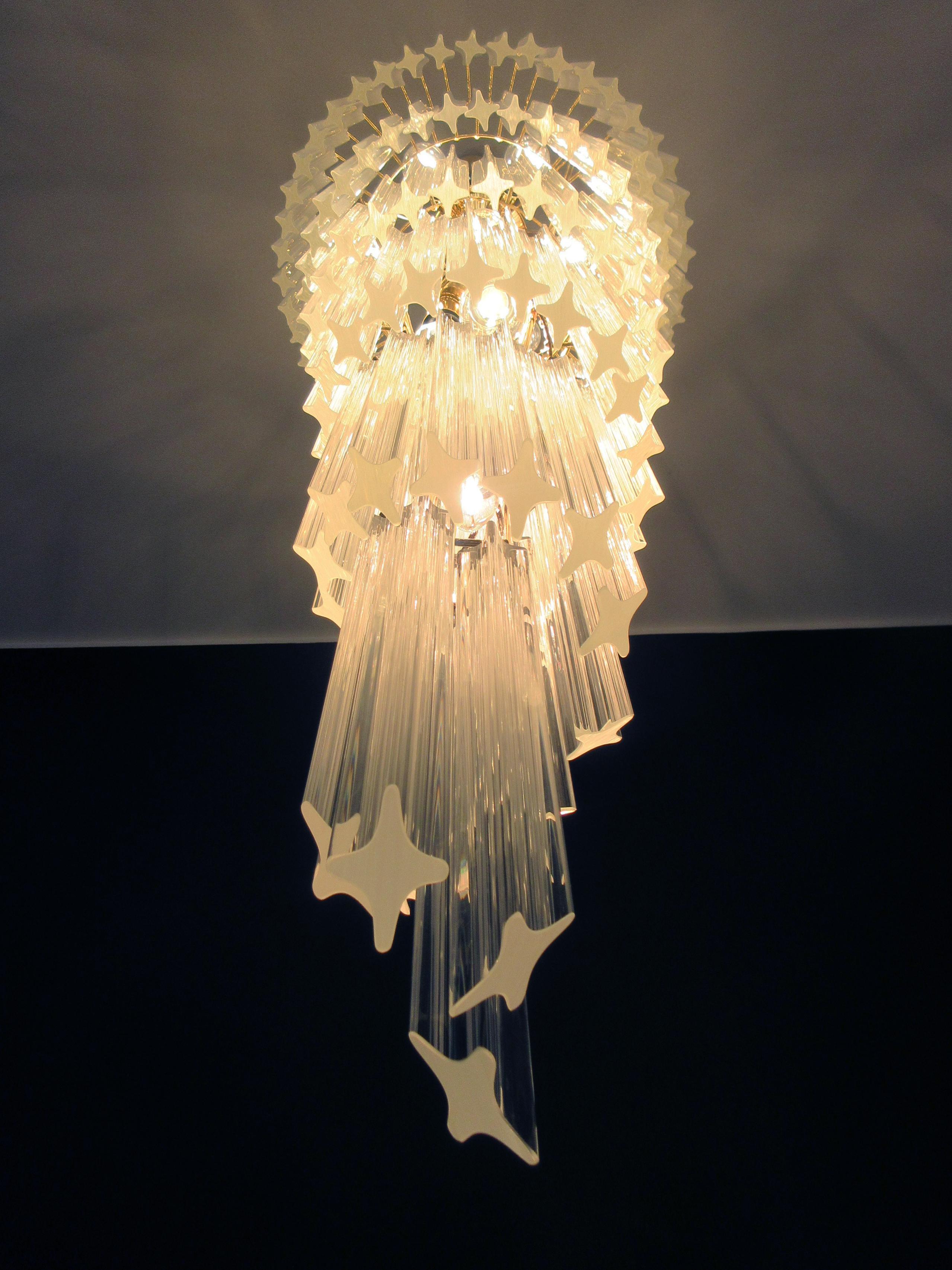 Huge Murano chandelier 166 trasparent quadriedri prism - Elena model For Sale 8