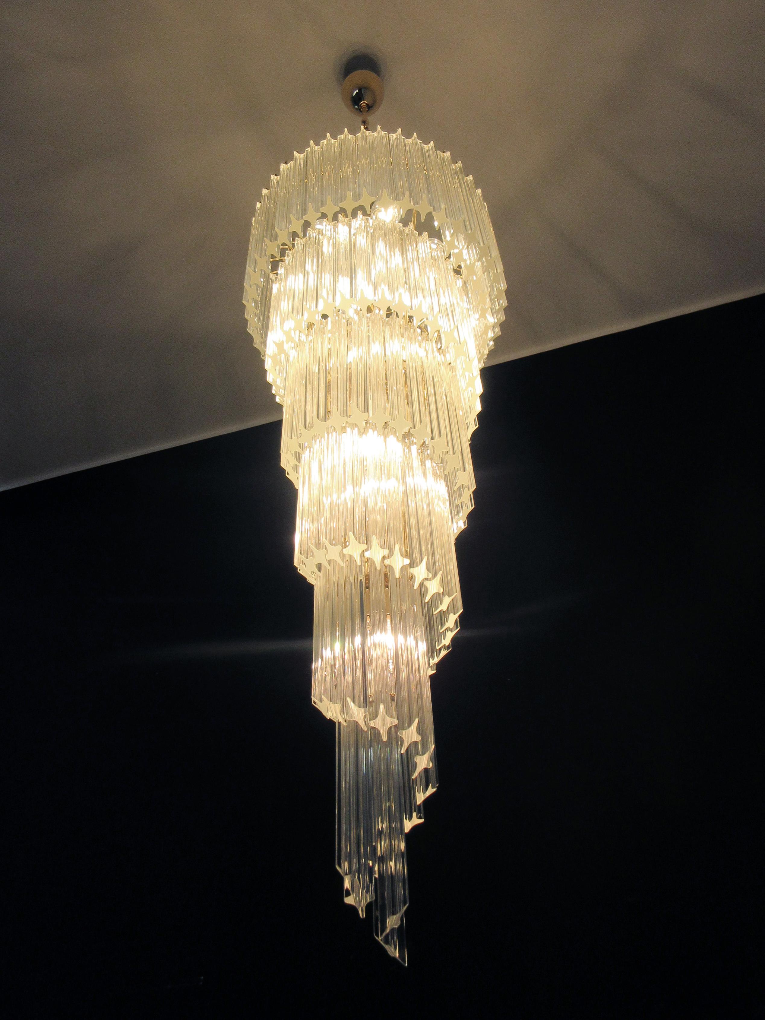 Huge Murano chandelier 166 trasparent quadriedri prism - Elena model For Sale 9