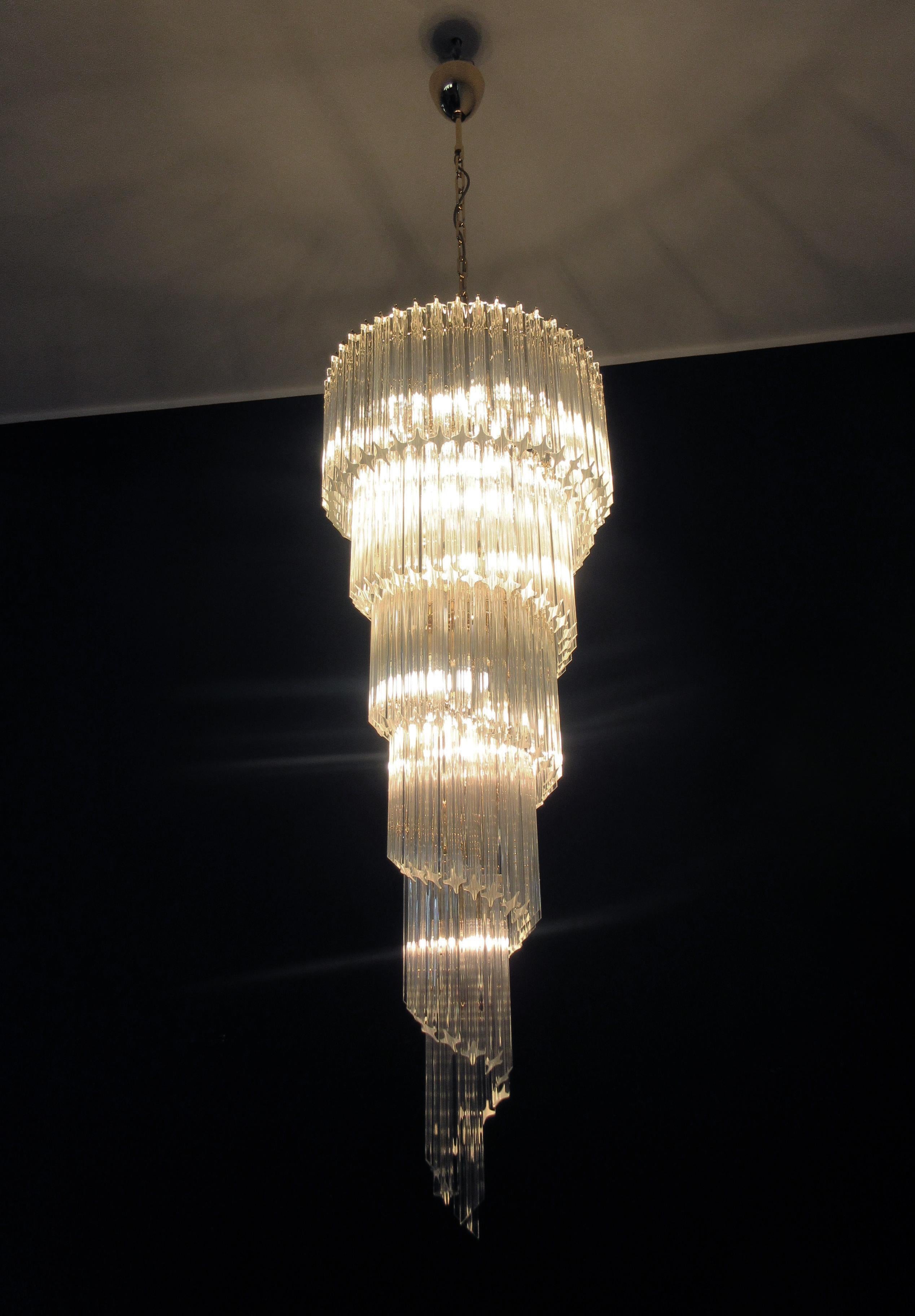 Huge Murano chandelier 166 trasparent quadriedri prism - Elena model For Sale 11