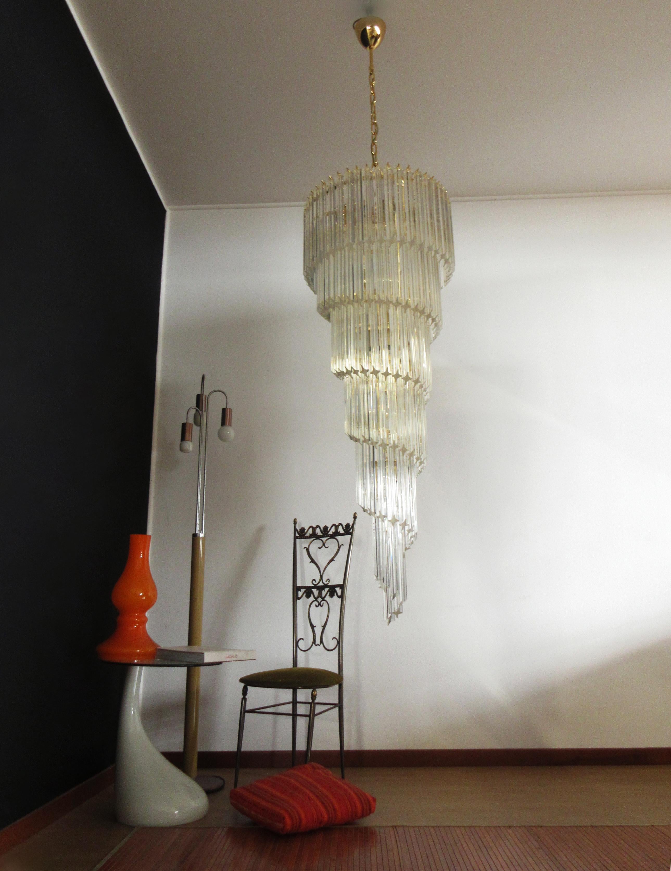 Huge Murano chandelier 166 trasparent quadriedri prism - Elena model In Good Condition For Sale In Gaiarine Frazione Francenigo (TV), IT