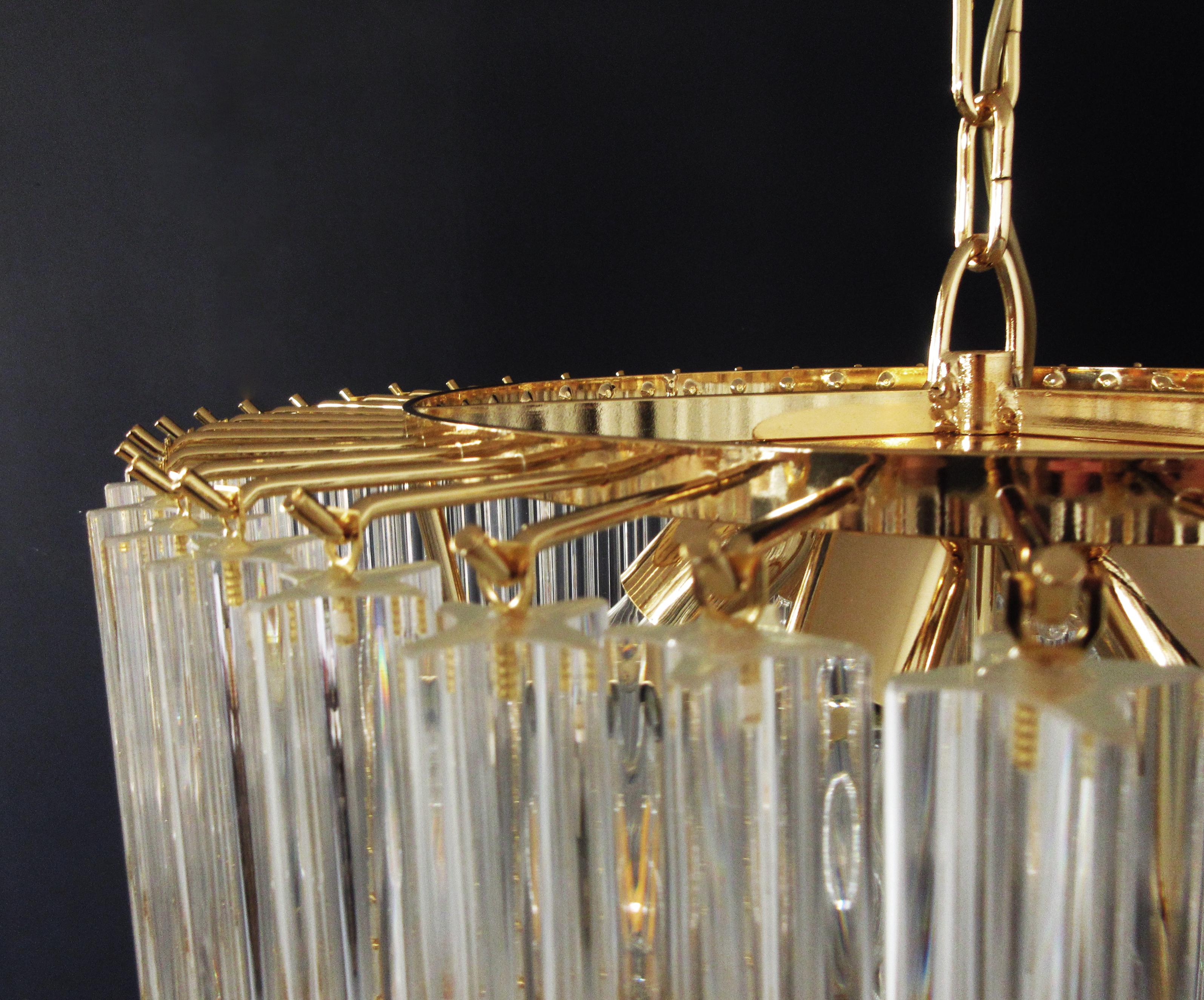 Blown Glass Huge Murano Chandelier 166 Trasparent Quadriedri Prism, Elena Model